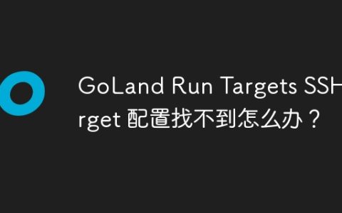 GoLand Run Targets SSH Target 配置找不到怎么办？