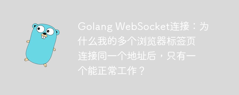 golang websocket连接:为什么我的多个浏览器标签页连接同一个地址后,只有一个能正常工作?