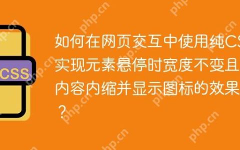 如何在网页交互中使用纯CSS实现元素悬停时宽度不变且内容内缩并显示图标的效果？