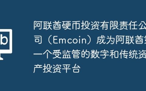 阿联酋硬币投资有限责任公司（Emcoin）成为阿联酋第一个受监管的数字和传统资产投资平台