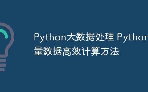 Python大数据处理 Python海量数据高效计算方法