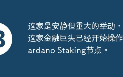 这家是安静但重大的举动，这家金融巨头已经开始操作Cardano Staking节点。