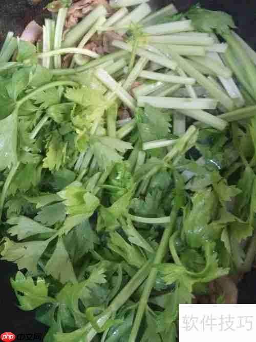 健美食谱:芹菜炒鸭肉的做法