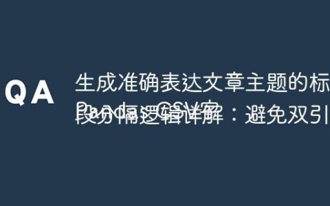 生成准确表达文章主题的标题
Pandas CSV字段分隔逻辑详解：避免双引号转义问题
