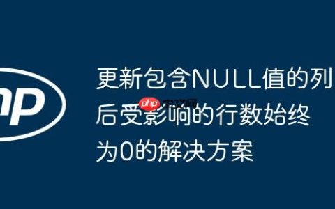 更新包含NULL值的列后受影响的行数始终为0的解决方案