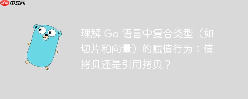 理解 Go 语言中复合类型(如切片和向量)的赋值行为:值拷贝还是引用拷贝?