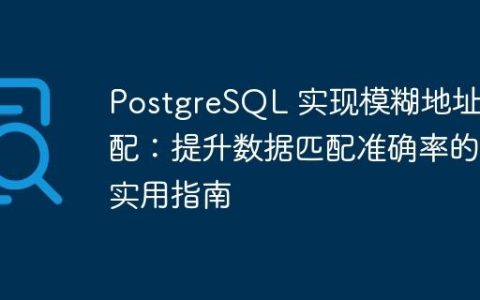 PostgreSQL 实现模糊地址匹配：提升数据匹配准确率的实用指南