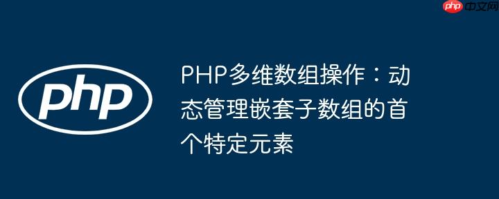 PHP多维数组操作:动态管理嵌套子数组的首个特定元素