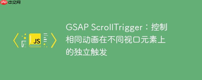 GSAP ScrollTrigger:控制相同动画在不同视口元素上的独立触发