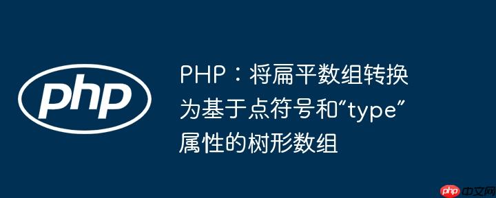 php:将扁平数组转换为基于点符号和“type”属性的树形数组