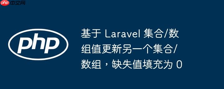基于 laravel 集合/数组值更新另一个集合/数组,缺失值填充为 0