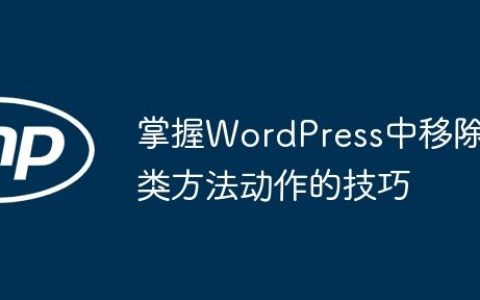 掌握WordPress中移除类方法动作的技巧