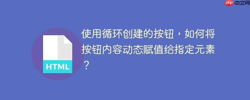 使用循环创建的按钮,如何将按钮内容动态赋值给指定元素?