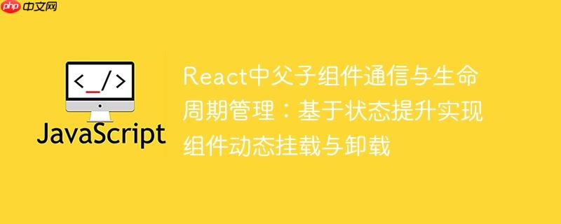 React中父子组件通信与生命周期管理：基于状态提升实现组件动态挂载与卸载