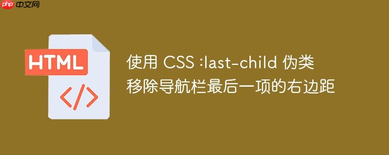 使用 css :last-child 伪类移除导航栏最后一项的右边距