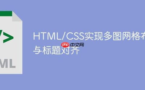 HTML/CSS实现多图网格布局与标题对齐