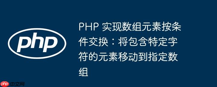 php 实现数组元素按条件交换:将包含特定字符的元素移动到指定数组