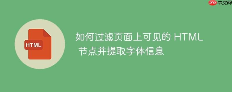 如何过滤页面上可见的 html 节点并提取字体信息