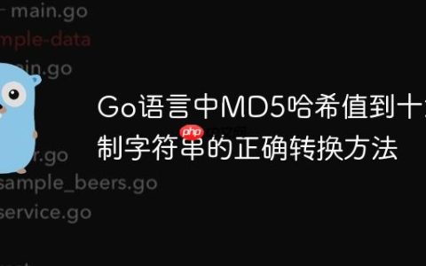 Go语言中MD5哈希值到十六进制字符串的正确转换方法