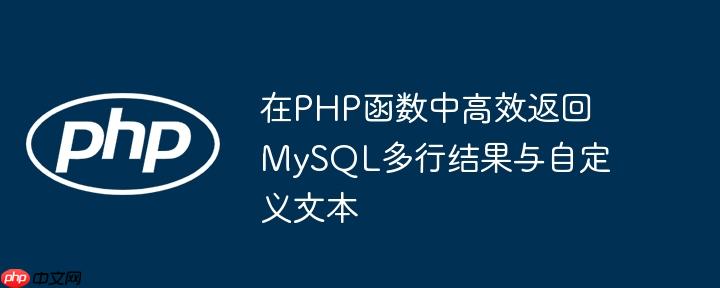 在PHP函数中高效返回MySQL多行结果与自定义文本