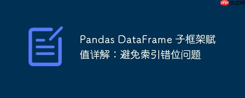 pandas dataframe 子框架赋值详解:避免索引错位问题