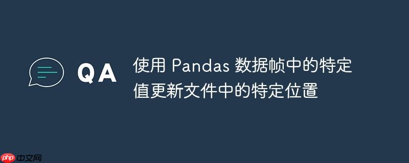 使用 pandas 数据帧中的特定值更新文件中的特定位置