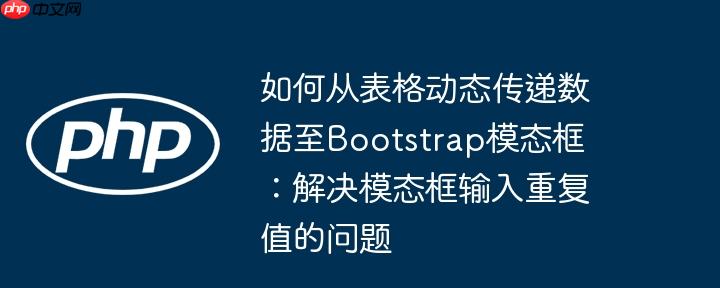 如何从表格动态传递数据至Bootstrap模态框:解决模态框输入重复值的问题