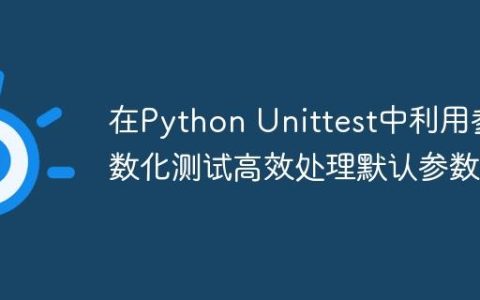 在Python Unittest中利用参数化测试高效处理默认参数