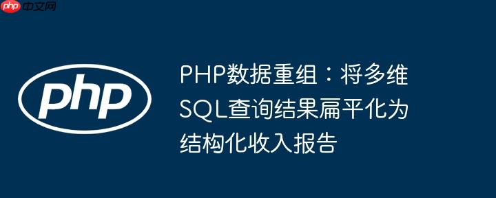 PHP数据重组:将多维SQL查询结果扁平化为结构化收入报告