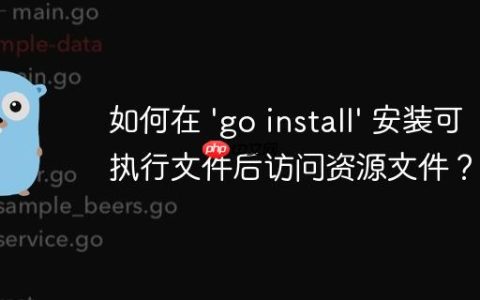 如何在 'go install' 安装可执行文件后访问资源文件？