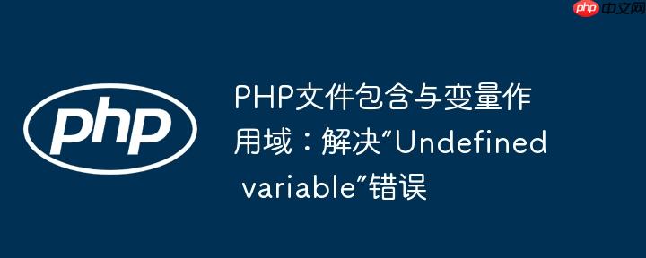 PHP文件包含与变量作用域:解决“Undefined variable”错误