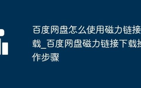 百度网盘怎么使用磁力链接下载_百度网盘磁力链接下载操作步骤