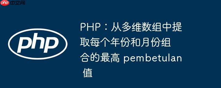 php:从多维数组中提取每个年份和月份组合的最高 pembetulan 值