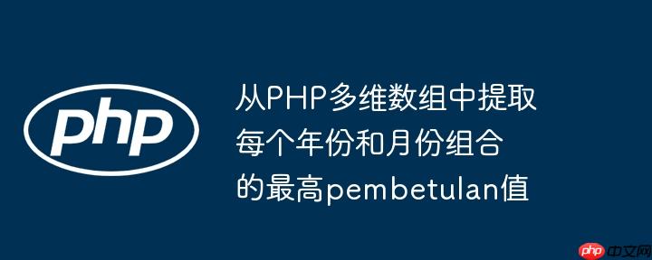 从php多维数组中提取每个年份和月份组合的最高pembetulan值