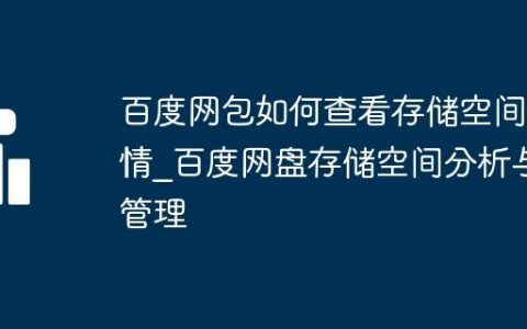 百度网包如何查看存储空间详情_百度网盘存储空间分析与管理