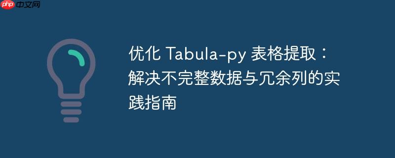 优化 Tabula-py 表格提取:解决不完整数据与冗余列的实践指南