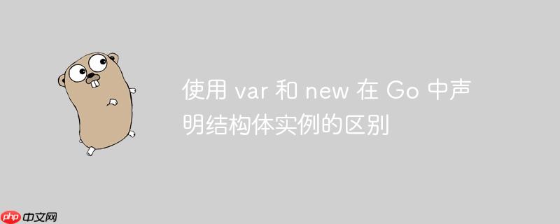 使用 var 和 new 在 go 中声明结构体实例的区别