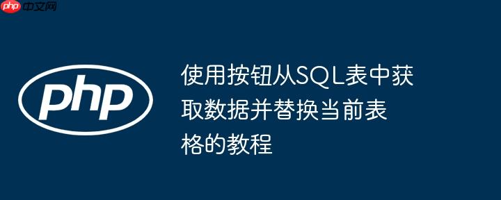 使用按钮从sql表中获取数据并替换当前表格的教程