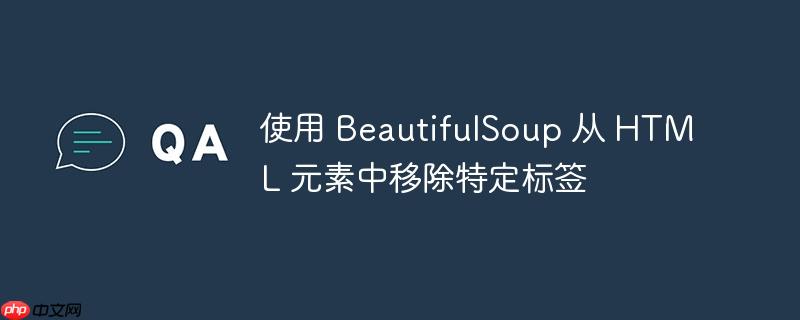 使用 beautifulsoup 从 html 元素中移除特定标签