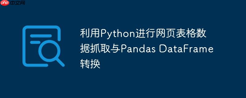利用Python进行网页表格数据抓取与Pandas DataFrame转换