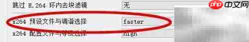 VLC中x264 faster预设配置