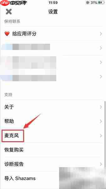 Shazam底部麦克风设置方法