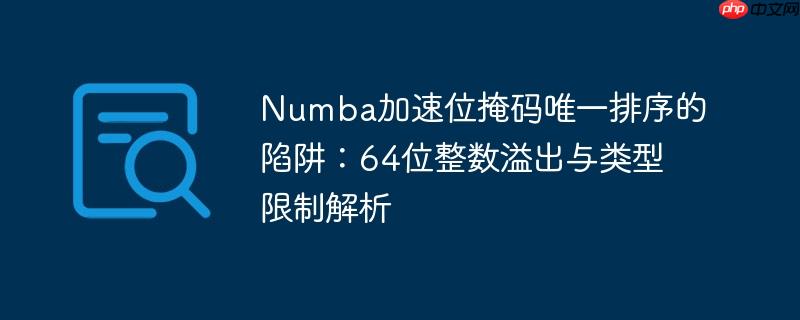 Numba加速位掩码唯一排序的陷阱：64位整数溢出与类型限制解析