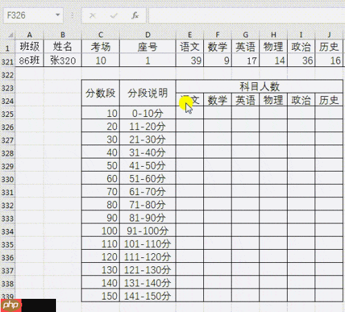 成绩分段统计速查法