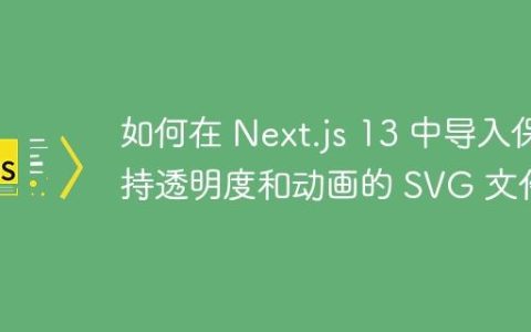如何在 Next.js 13 中导入保持透明度和动画的 SVG 文件