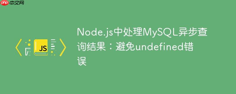 Node.js中处理MySQL异步查询结果:避免undefined错误