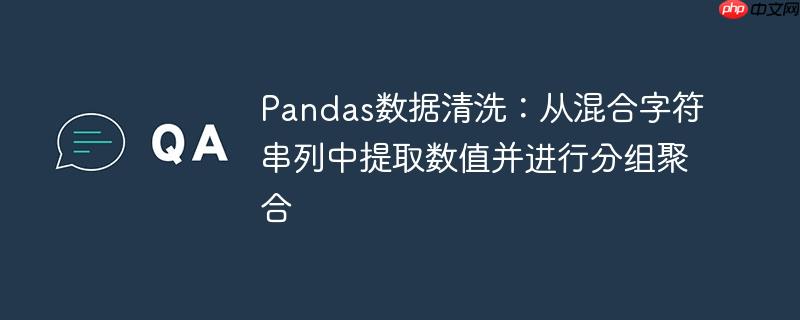 Pandas数据清洗:从混合字符串列中提取数值并进行分组聚合