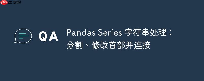 pandas series 字符串处理:分割、修改首部并连接