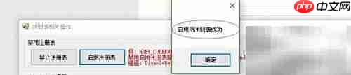 C禁用启用注册表操作