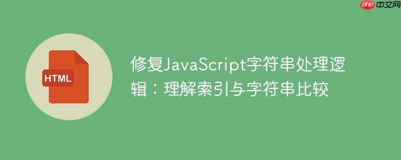 修复JavaScript字符串处理逻辑:理解索引与字符串比较